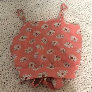 Fifty Street light pink floral crop top